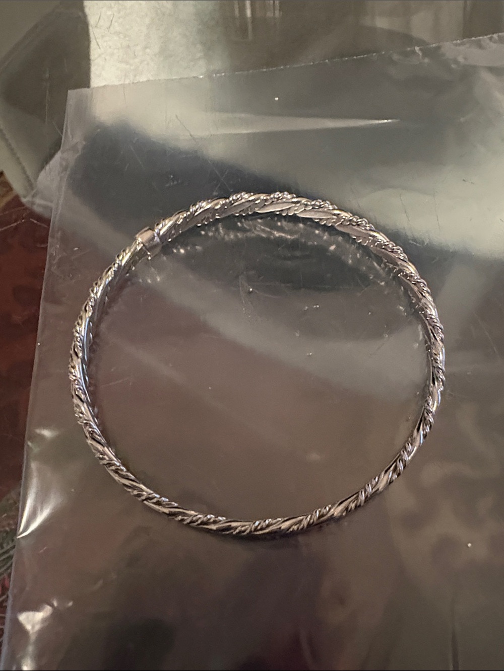 AVON Elegant Twisted Rope Silver Bangle Bracelet - Women Jewelry